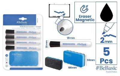 Marker do tablic 4szt z gąbką. Wydawca: BeBasic. SmakLiter.pl Opakowanie Marker do tablic 4szt z gąbką