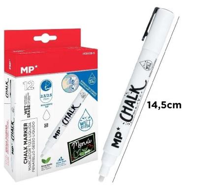 Opakowanie Marker kredowy do ścierania na mokro biały (12szt)