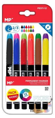 Opakowanie Marker permanentny 2,0/3,0mm do CD/DVD mix 12szt