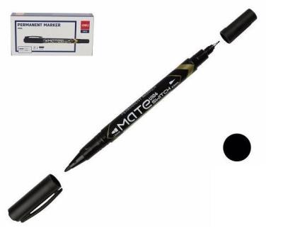 Opakowanie Marker permanentny dwustronny czarny (12szt) DELI