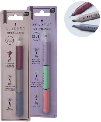 Opakowanie Marker + zakreślacze + cienkopis 3w1 Academy mix