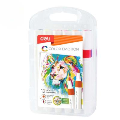 Markery akrylowe 12 szt.mix kolorów. Wydawca: DELI. SmakLiter.pl Opakowanie Markery akrylowe 12 szt.mix kolorów