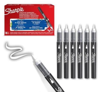 Markery akrylowe białe (6szt). Wydawca: Sharpie. SmakLiter.pl Opakowanie Markery akrylowe białe (6szt)