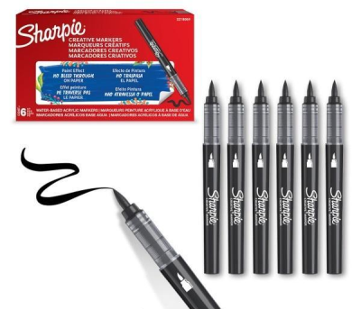 Markery akrylowe czarne (6szt). Wydawca: Sharpie. SmakLiter.pl Opakowanie Markery akrylowe czarne (6szt)