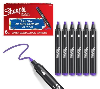 Markery akrylowe fioletowe (6szt). Wydawca: Sharpie. SmakLiter.pl Opakowanie Markery akrylowe fioletowe (6szt)
