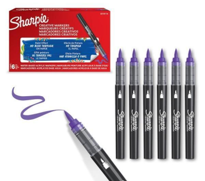 Markery akrylowe fioletowe (6szt). Wydawca: Sharpie. SmakLiter.pl Opakowanie Markery akrylowe fioletowe (6szt)