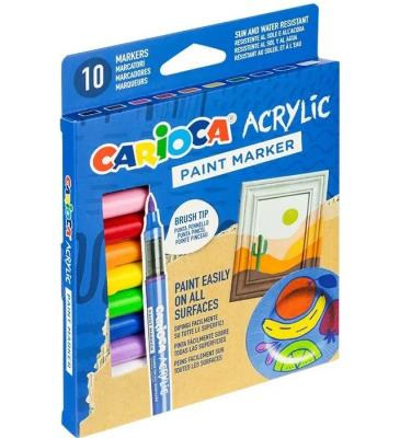 Markery akrylowe z pędzelkiem 10 kolorów CARIOCA. Wydawca: Carioca. SmakLiter.pl Opakowanie Markery akrylowe z pędzelkiem 10 kolorów CARIOCA