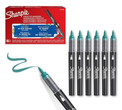 Markery akrylowe zielone (6szt). Wydawca: Sharpie. SmakLiter.pl Opakowanie Markery akrylowe zielone (6szt)