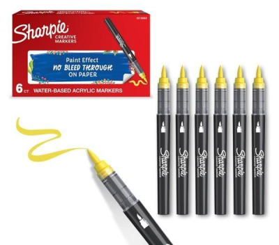Markery akrylowe żółte (6szt). Wydawca: Sharpie. SmakLiter.pl Opakowanie Markery akrylowe żółte (6szt)