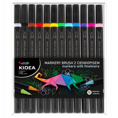 Opakowanie Markery Brush z cienkopisem 12 kolorów KIDEA