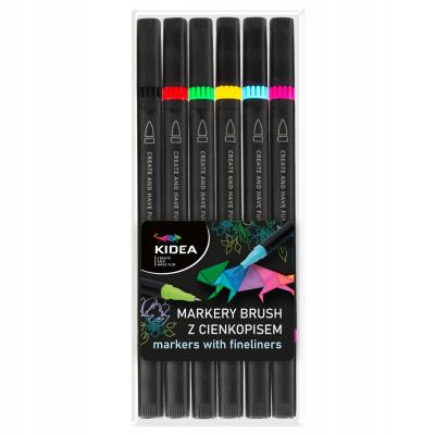Opakowanie Markery Brush z cienkopisem 6 kolorów KIDEA