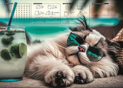 Opakowanie Mata na biurko z nadrukiem chillout cat