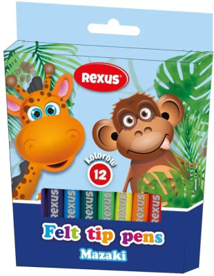 Mazaki Rexus kids 12 kolorów. Wydawca: Beniamin. SmakLiter.pl Opakowanie Mazaki Rexus kids 12 kolorów