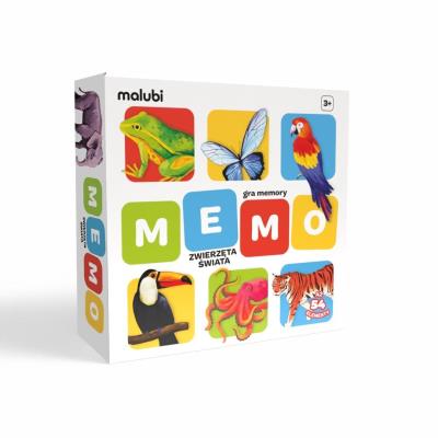Memo Zwierzęta Świata. Wydawca: Malubi. SmakLiter.pl Opakowanie Memo Zwierzęta Świata