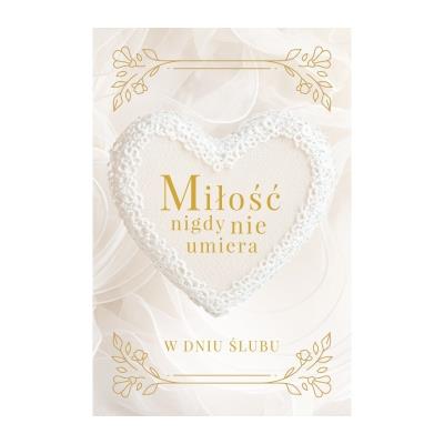 Miłość nigdy nie umiera. W dniu ślubu. Autor: U. Haśkiewicz. SmakLiter.pl Okładka książki Miłość nigdy nie umiera. W dniu ślubu