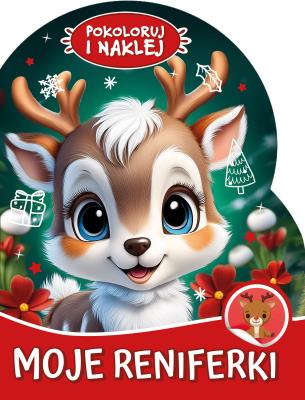 Okładka książki Moje reniferki. Pokoloruj i naklej