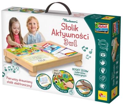 Montessori Biurko aktywności 3w1. Wydawca: Lisciani. SmakLiter.pl Opakowanie Montessori Biurko aktywności 3w1
