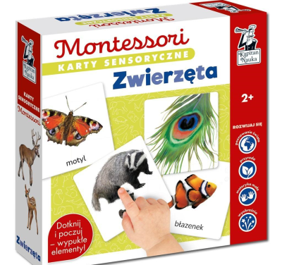 Okładka książki Montessori. Karty sensoryczne. Zwierzęta 2+