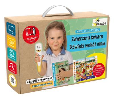 Okładka książki Mówiąca książka interaktywna „Widzę, słyszę, poznaję. Dźwięki wokół mnie i Zwierzęta świata”