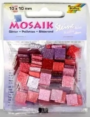 Mozaika kamyczki brokatowe 10x10mm różowa. Wydawca: Galeria Hobby. SmakLiter.pl Opakowanie Mozaika kamyczki brokatowe 10x10mm różowa