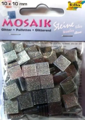 Mozaika kamyczki brokatowe 10x10mm szara. Wydawca: Galeria Hobby. SmakLiter.pl Opakowanie Mozaika kamyczki brokatowe 10x10mm szara