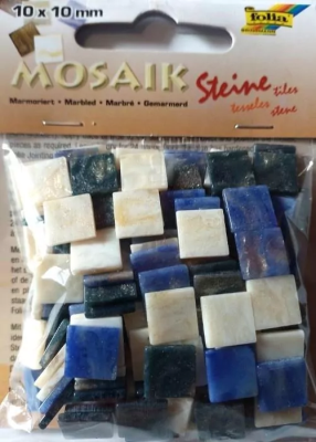 Mozaika kamyczki marmurkowe 10x10mm niebieska. Wydawca: Galeria Hobby. SmakLiter.pl Opakowanie Mozaika kamyczki marmurkowe 10x10mm niebieska