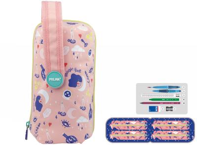 Opakowanie Multipiórnik owalny z 4 piórnikami Milan magic różowy