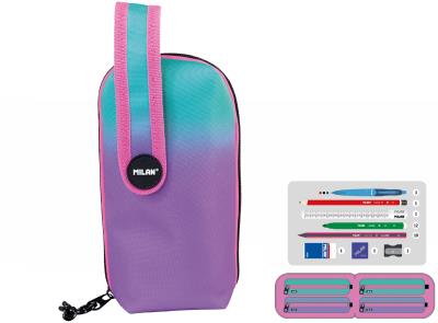 Opakowanie Multipiórnik owalny z 4 piórnikami Milan Sunset fioletowo-zielony