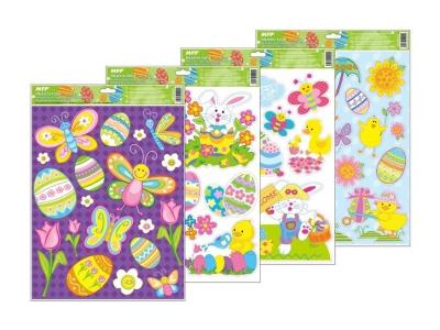 Naklejka na okno brokat Wielkanoc 30x42cm MIX. Wydawca: MFP. SmakLiter.pl Opakowanie Naklejka na okno brokat Wielkanoc 30x42cm MIX