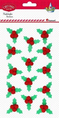 Naklejki 3D liście ostrokrzewu 14szt. Wydawca: Titanum. SmakLiter.pl Opakowanie Naklejki 3D liście ostrokrzewu 14szt