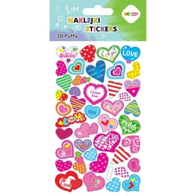 Opakowanie Naklejki 3D Puffy Hearts 10x20cm HAPPY COLOR