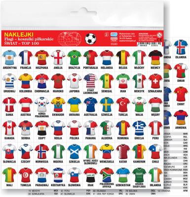 Opakowanie Naklejki flagi - koszulki piłkarskie świat top 100