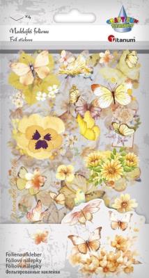Naklejki foliowe 4 plansze motyle, kwiaty. Wydawca: Titanum. SmakLiter.pl Opakowanie Naklejki foliowe 4 plansze motyle, kwiaty