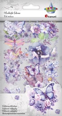 Naklejki foliowe 4 plansze motyle, kwiaty. Wydawca: Titanum. SmakLiter.pl Opakowanie Naklejki foliowe 4 plansze motyle, kwiaty