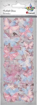 Naklejki foliowe 6 plansz motyle. Wydawca: Titanum. SmakLiter.pl Opakowanie Naklejki foliowe 6 plansz motyle