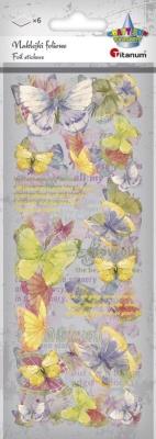 Naklejki foliowe 6 plansz motyle. Wydawca: Titanum. SmakLiter.pl Opakowanie Naklejki foliowe 6 plansz motyle