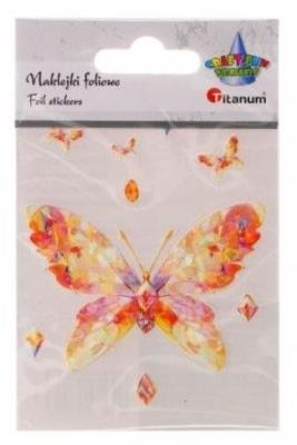 Naklejki foliowe motyl 77x55mm 9szt. Wydawca: Titanum. SmakLiter.pl Opakowanie Naklejki foliowe motyl 77x55mm 9szt