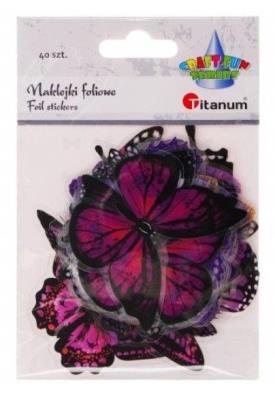 Naklejki foliowe motyle 40szt. Wydawca: Titanum. SmakLiter.pl Opakowanie Naklejki foliowe motyle 40szt
