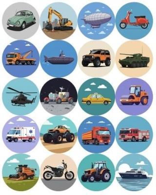 Naklejki motywacyjne środki transportu 25mm. Wydawca: Tobby. SmakLiter.pl Opakowanie Naklejki motywacyjne środki transportu 25mm