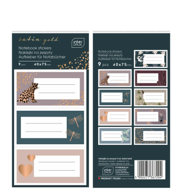 Opakowanie Naklejki na zeszyty Satin Gold 9szt