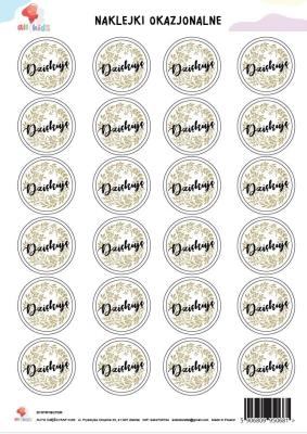 Opakowanie Naklejki okrągłe Dziękuję A4
