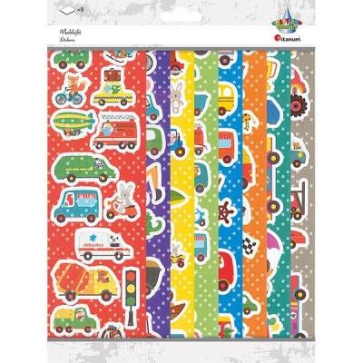 Opakowanie Naklejki papierowe 8 plansz pojazdy