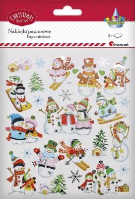 Naklejki papierowe bałwanki 2 arkusze. Wydawca: Titanum. SmakLiter.pl Opakowanie Naklejki papierowe bałwanki 2 arkusze