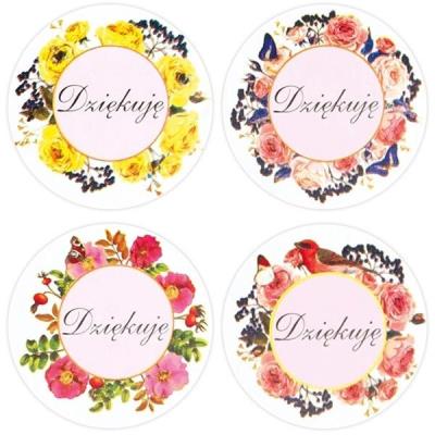 Opakowanie Naklejki papierowe na taśmie Dziękuję 25mm 500szt