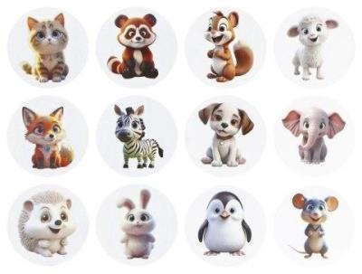 Opakowanie Naklejki papierowe na taśmie Zwierzątka 500szt