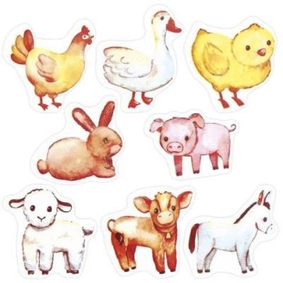 Opakowanie Naklejki papierowe na taśmie Zwierzęta 500szt