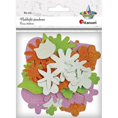 Opakowanie Naklejki piankowe brokatowe kwiaty 80szt