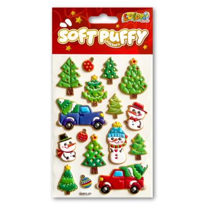 Opakowanie Naklejki puffy Christmas Tree and Smowmen