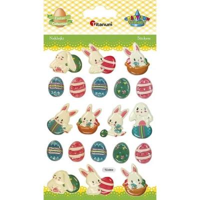 Opakowanie Naklejki wypukłe zajączki, pisanki mix 20szt