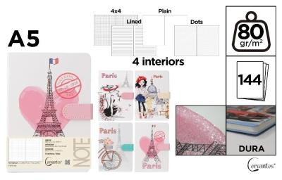 Opakowanie Notatnik A5/144K magnes Paris MIX